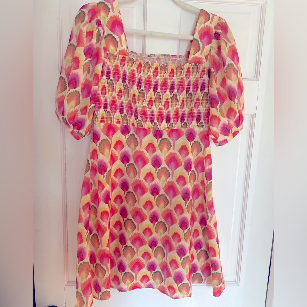 Traffic people multi-colored dress